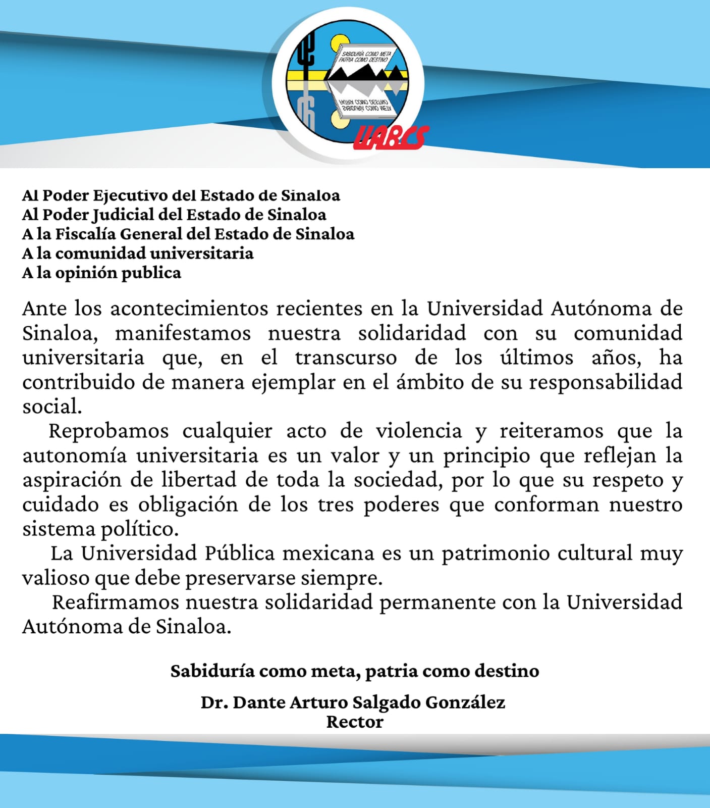 Lee más sobre el artículo La Universidad Autónoma de Baja California Sur Apoya a la UAS