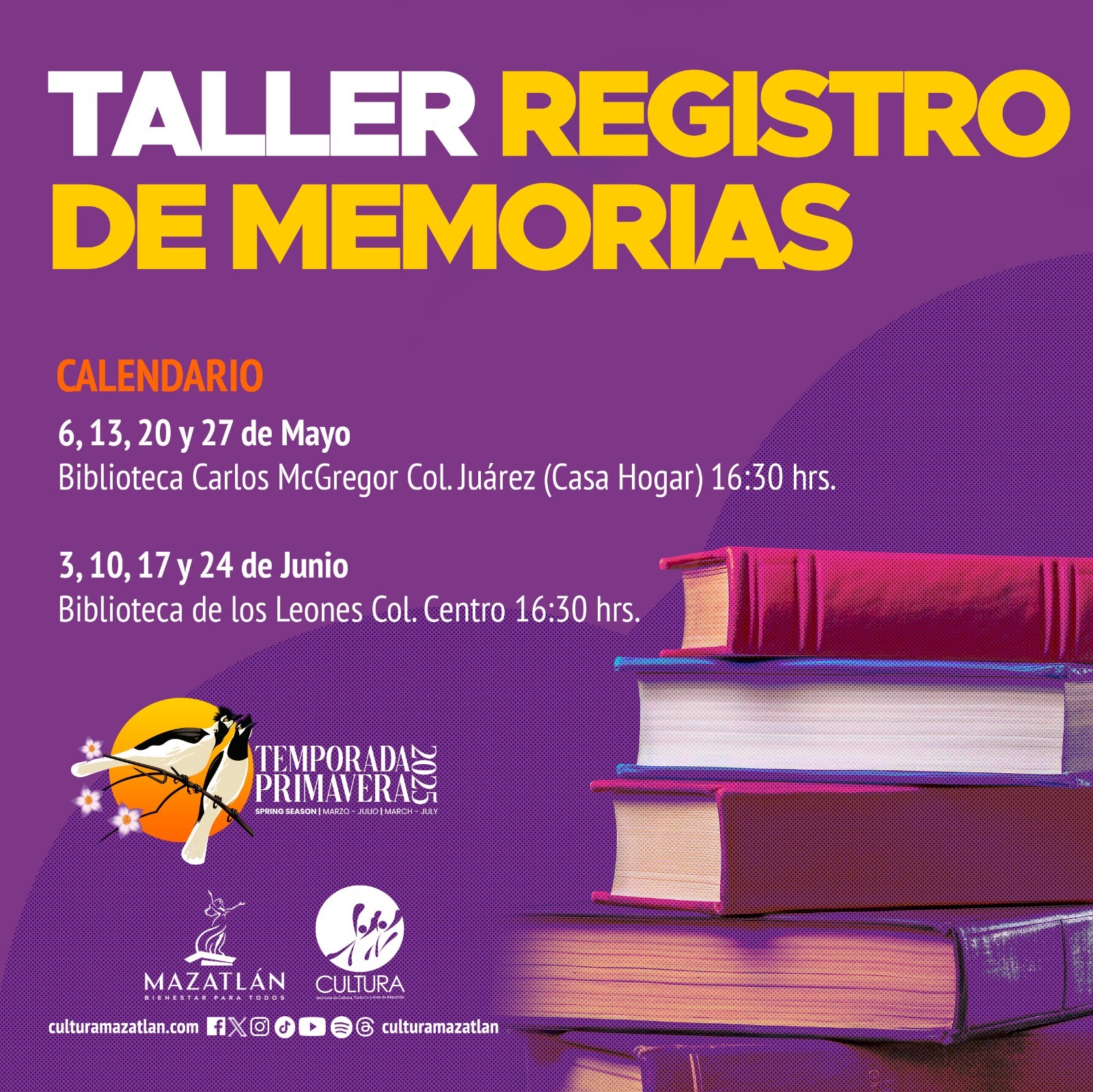 En este momento estás viendo CULTURA ofrece talleres de Registro de Memorias, Cine y Literatura en Bibliotecas Públicas