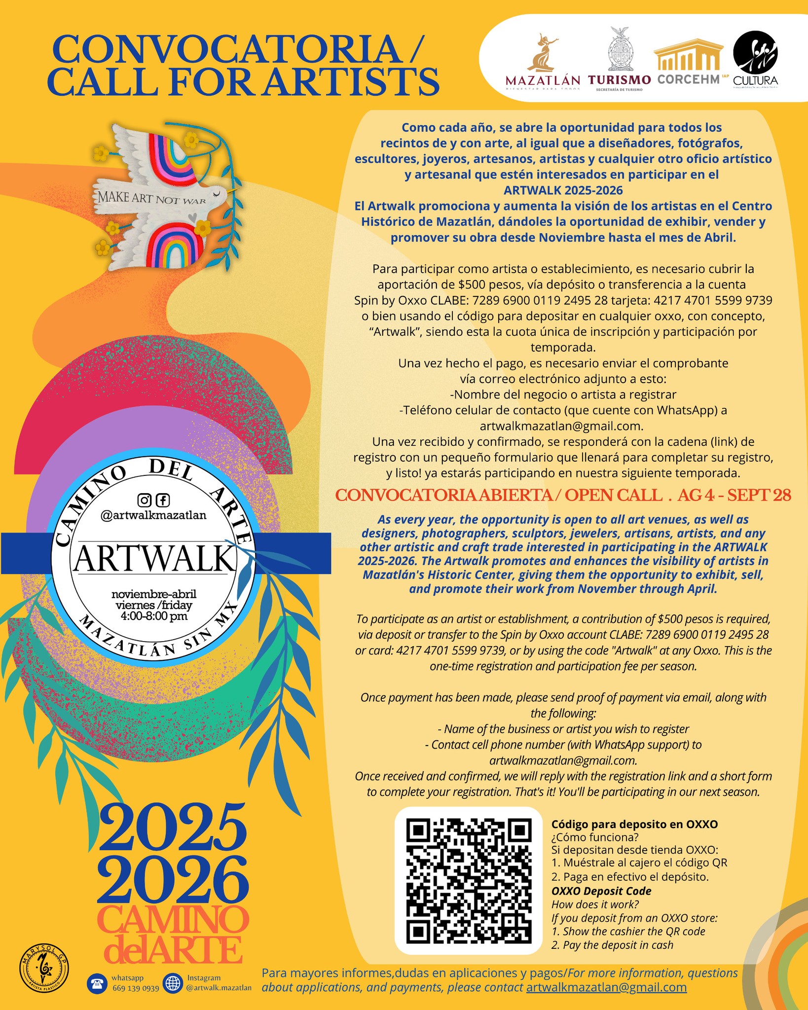 Lee más sobre el artículo Está abierta la convocatoria para participar en Camino al Arte / Artwalk Mazatlán 2025-2026. Consulta las bases.