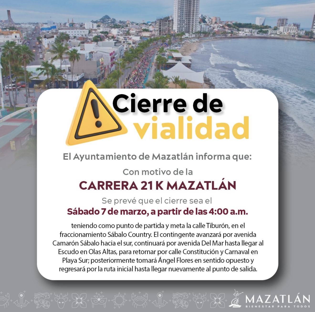 Tome precauciones, mañana habrá cierre de vialidades por Carrera Pedestre