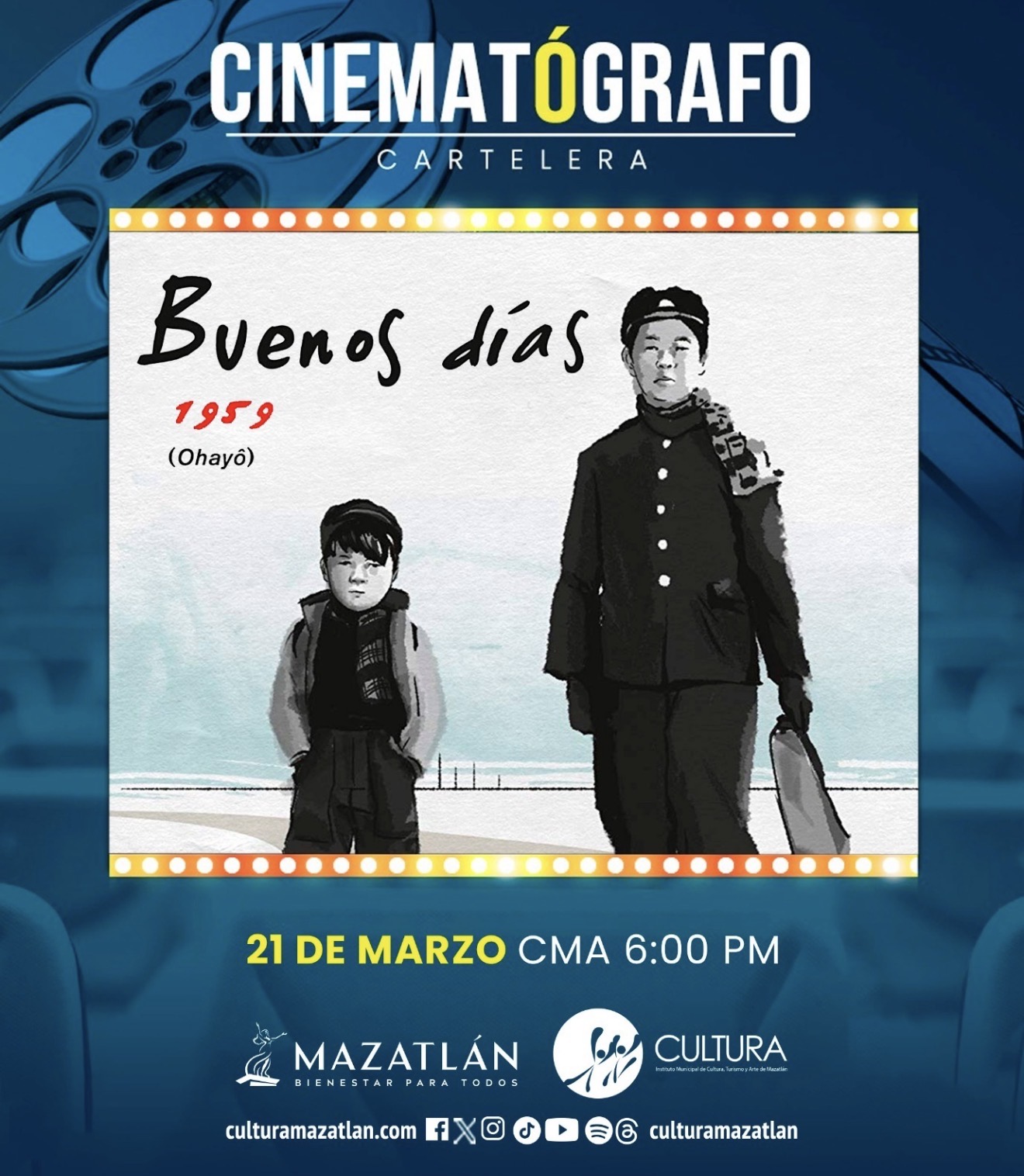 Ohayō, comedia japonesa, llega este sábado al Cinematógrafo “Marco Lugo” del CMA