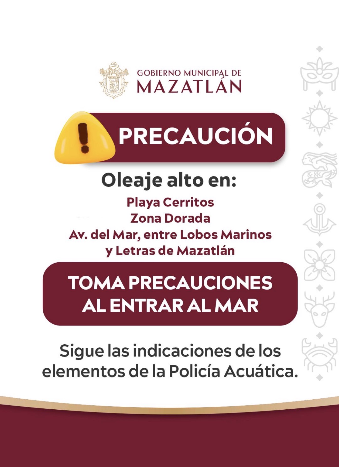 Lee más sobre el artículo Precaución bañistas, incrementa oleaje en playas de Mazatlán