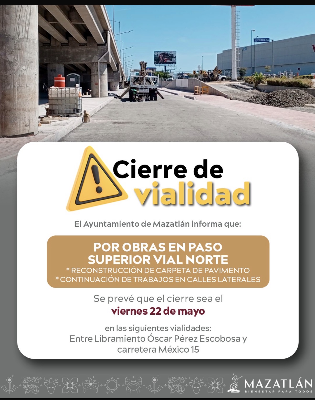 Lee más sobre el artículo Este viernes cerrarán laterales del Paso Superior Vial norte