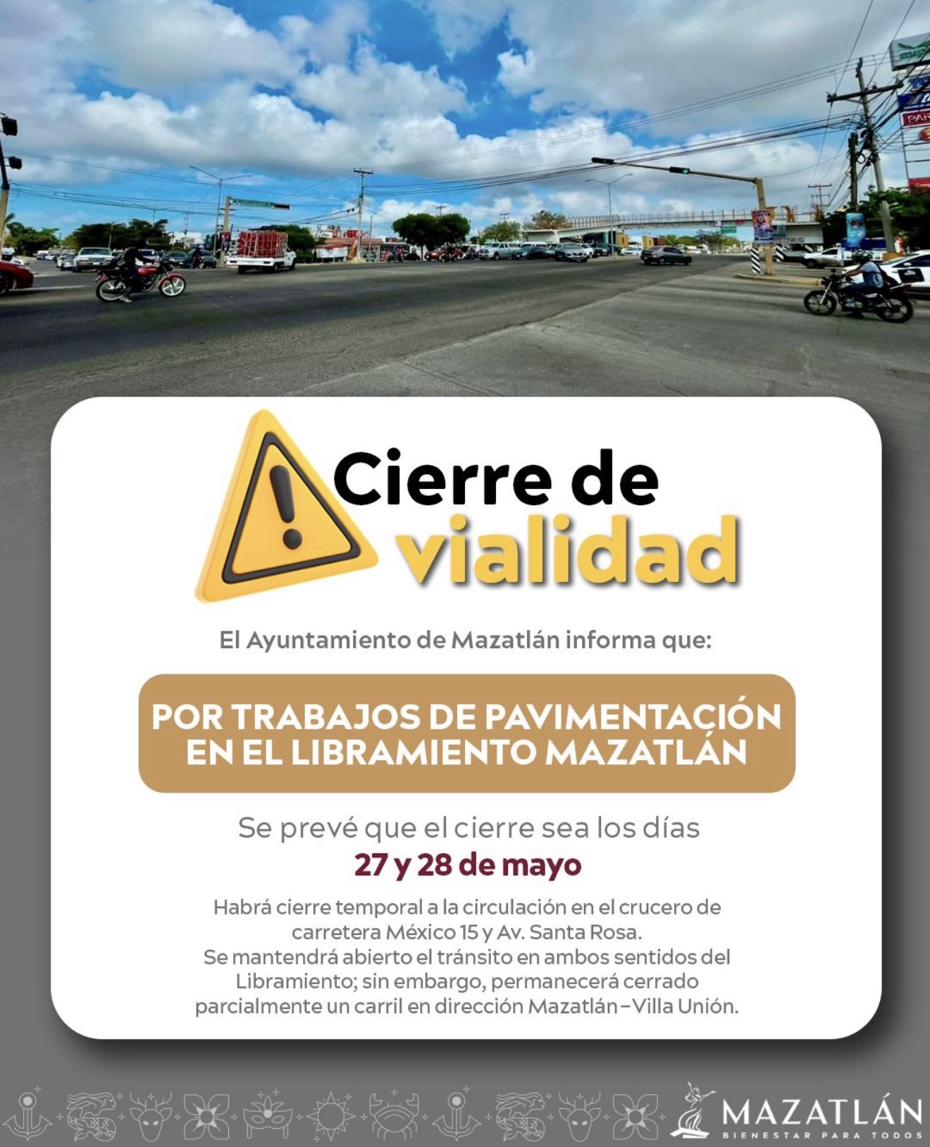 Lee más sobre el artículo PRECAUCION: Obras de mantenimiento vial generarán ajustes a la circulación en carretera México 15 y avenida Santa Rosa