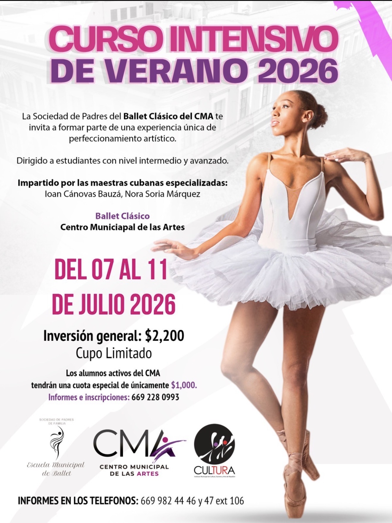 Invitan a participar en curso intensivo de Ballet en el CMA