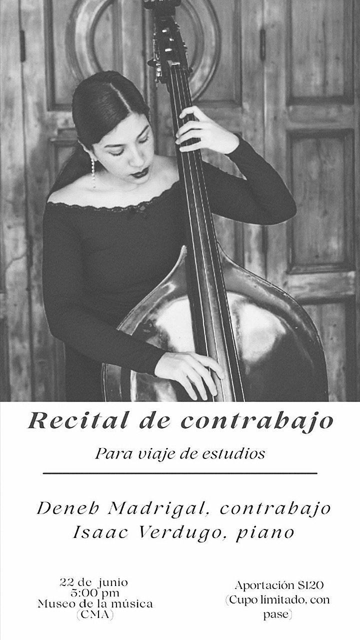 Concierto con causa: Invitan a apoyar viaje de estudios de la joven contrabajista Deneb Madrigal
