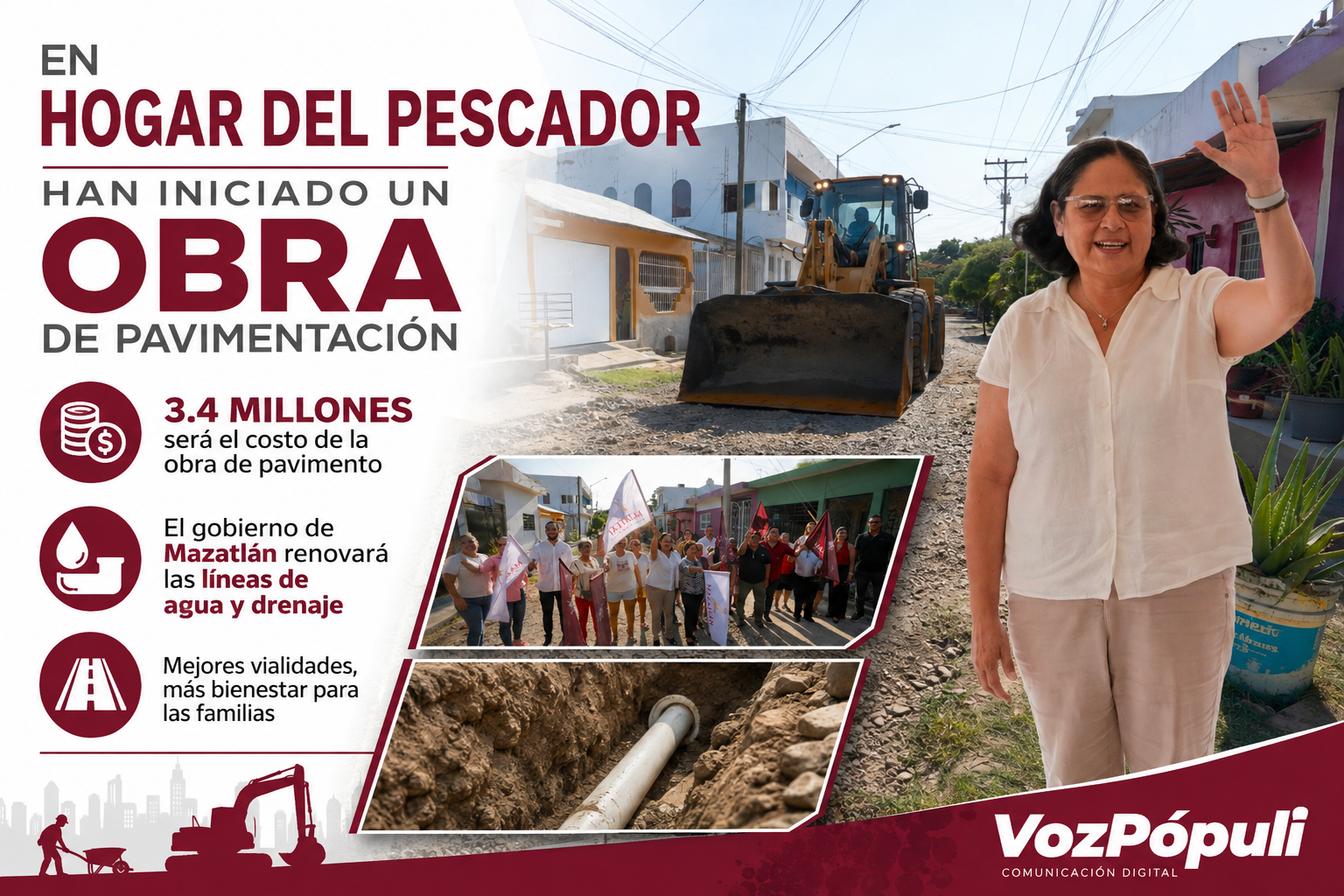 En Hogar del Pescador han iniciado un obra de pavimentación