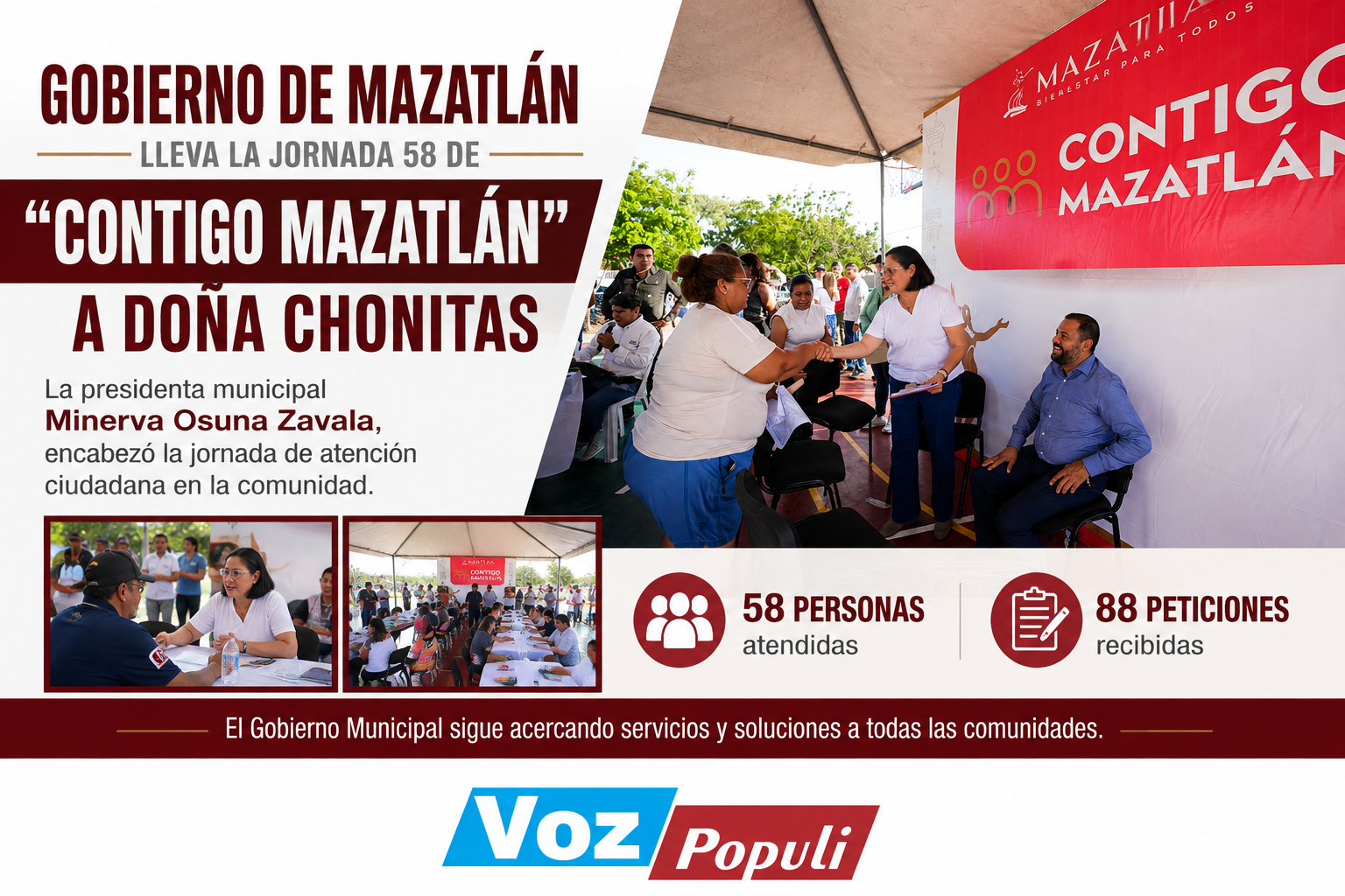 El Gobierno de Mazatlán lleva la jornada 58 de “Contigo Mazatlán” a «Doña Chonita»