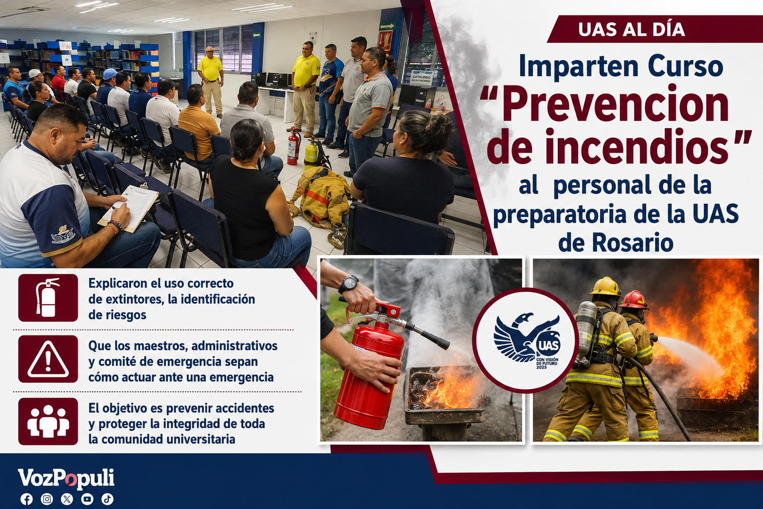 Imparten Curso ❞Prevencion de incendios❞ personal de la preparatoria de la UAS de Rosario