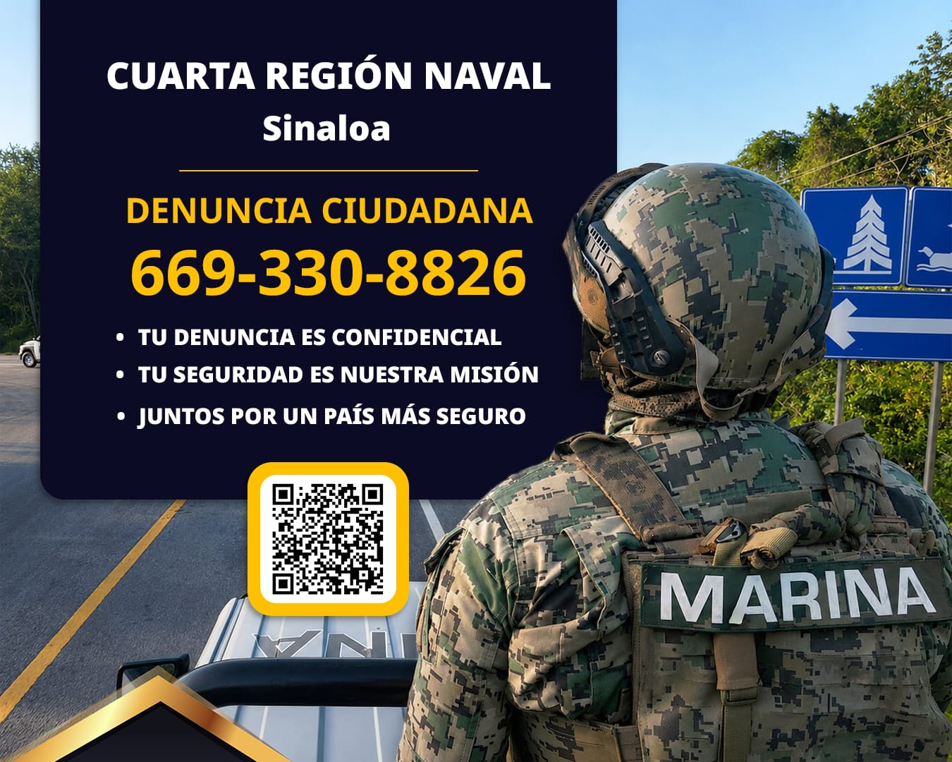 La Cuarta Región Naval pone a disposición mecanismos de denuncia ciudadana en Sinaloa